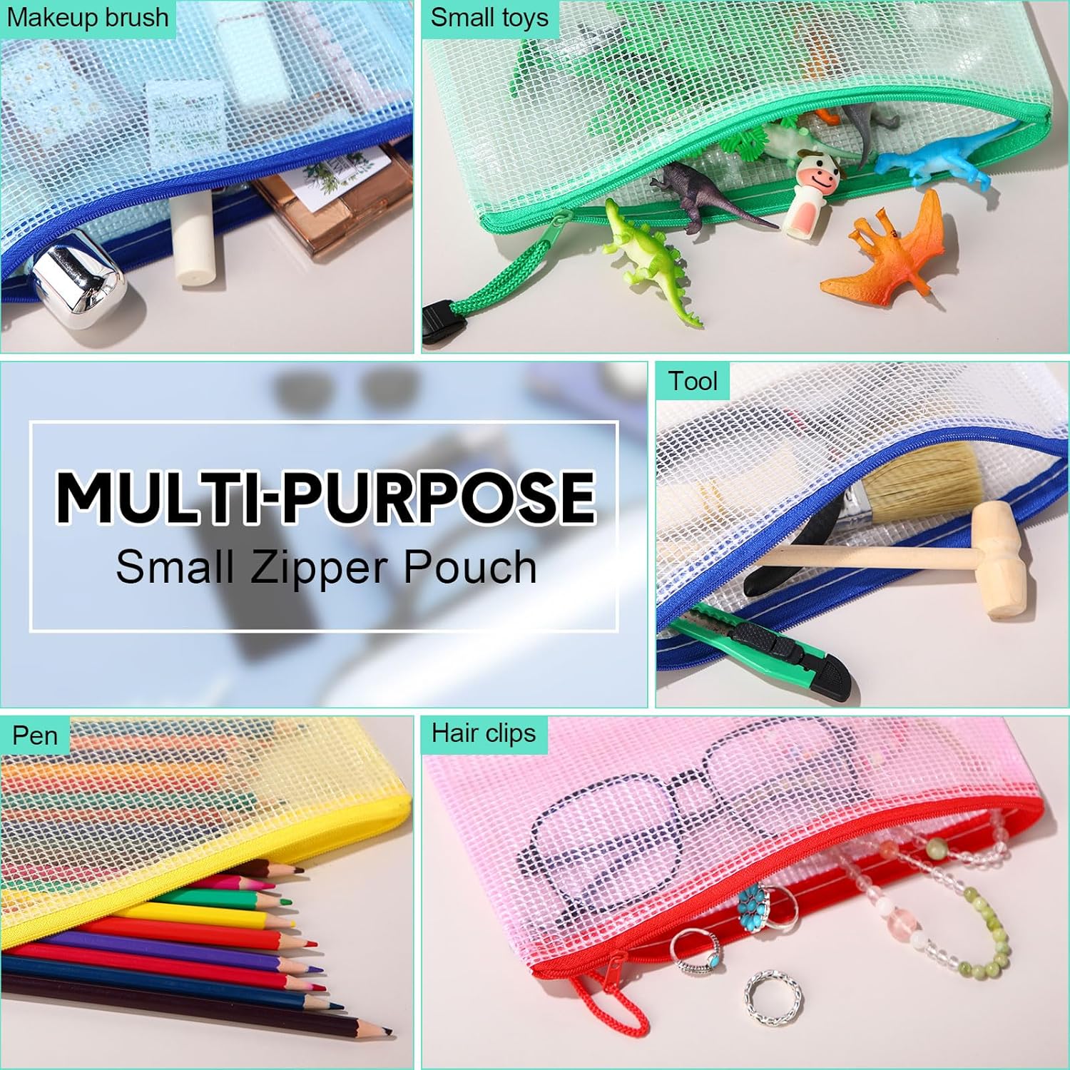 Harloon 150 Pack Pencil Pouch Bulk Gifts Back to School Mesh Zipper Pencil Cases 9.5 x 4.5 Inch Small Clear Holder Storage Multipurpose Cosmetics Toiletry Bags for Office Bill Travel(5 Colors) - Image 5