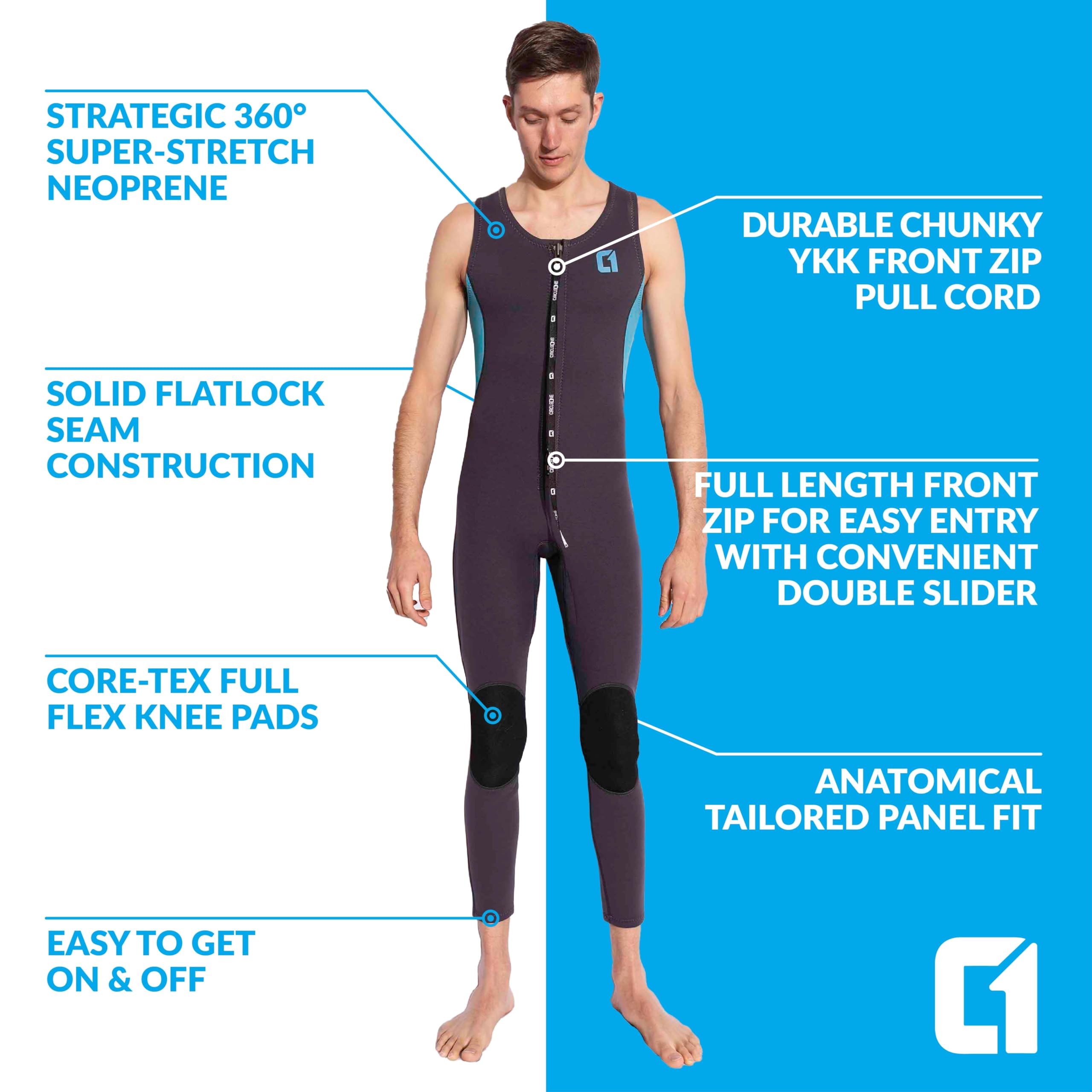 Circle One Kajak Long John mit Superstretch-Neopren und vollständigem UV-Schutz