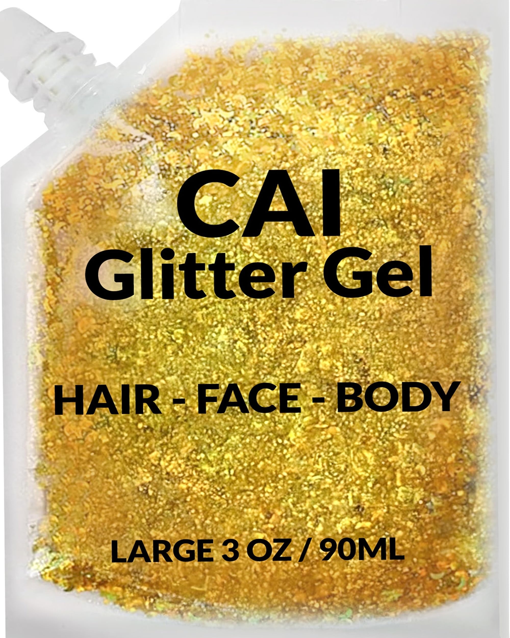 Face, Body & Hair Glitter Gel – Halloween Glitter for Kids and Women – 3 Oz Cosmetic-Grade Gel w/Moon & Stars for Festivals & Halloween Party, Easy Apply & Wash Off - Gold 1Pack