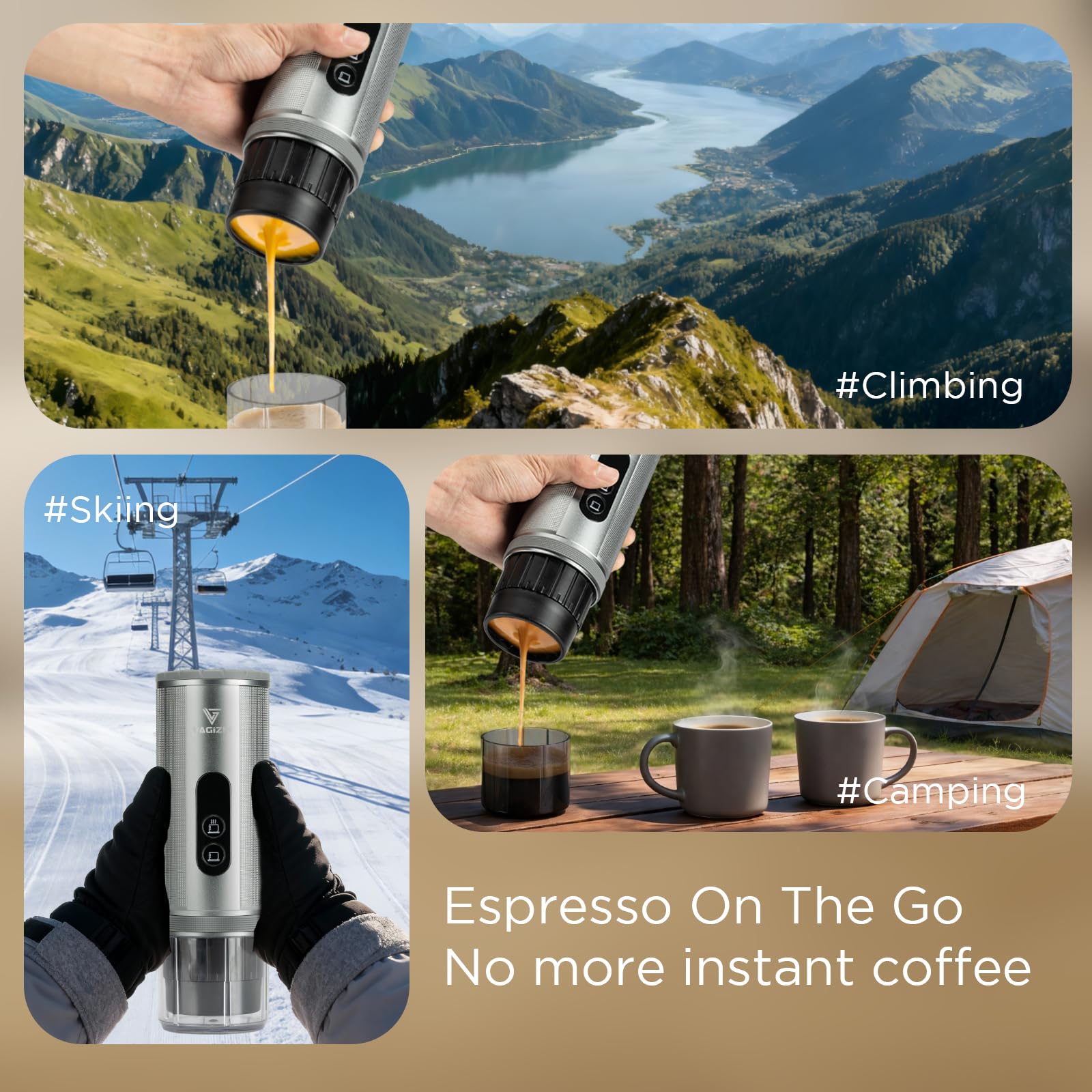 Macchina da Caffè Espresso Portatile 12V: Macchina da Caffè da Viaggio con Rufuscaldo Rapido e Grande Batteria 15000mAh - Compatibile con Capsule NS per Campeggio, Viaggi e Guida Auto
