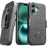 Designed for iPhone 16 Case with Belt Clip Holster - Kickstand Cover Phone Case - Black