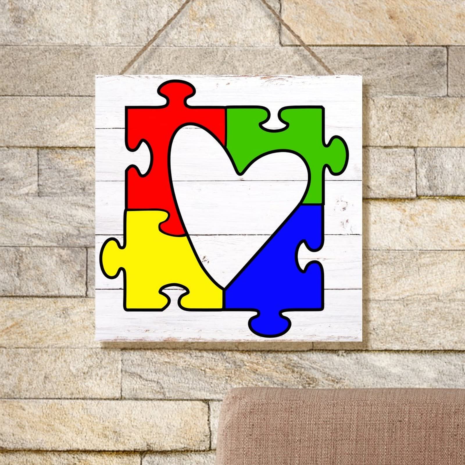 絵画 autismart Amazon.com: ArogGeld Autism Puzzle Heart Square Wall Decor Autism