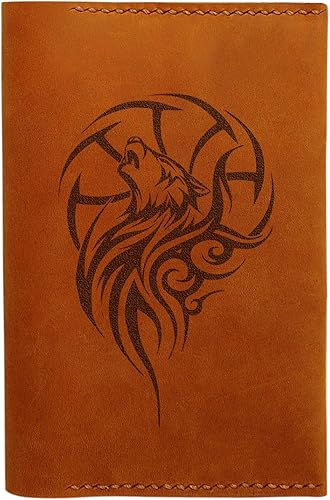 Nuevo lobo abstracto hecho a mano cuero genuino pasaporte titular caso HLT_01, Lobo Abstracto -13, Retro