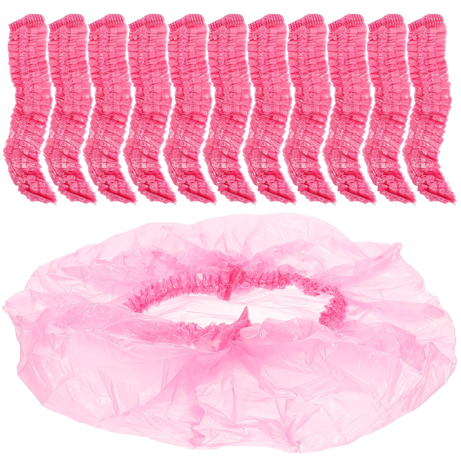 Tofficu Cuffia da Doccia Donna Rosa in Plastica Elastica per Bagno Pezzi Taglia Grande 44 Cm per Spa e Saloni