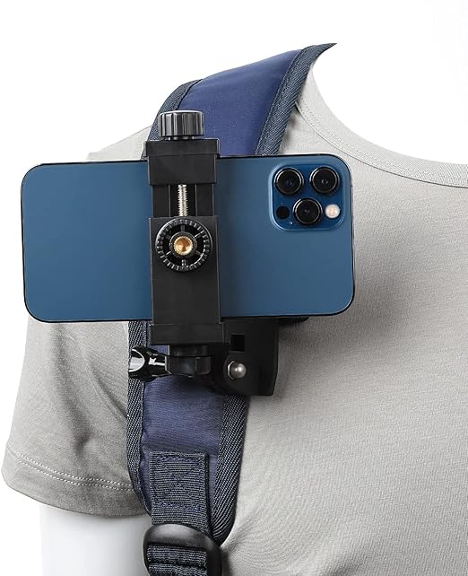 Action Pro 360 Degree Rotary Backpack Clip Mount with Phone Holder Compatible with GoPro Hero 10 9 8 7 6 5 Black Action Camera and iPhone Samsung Smart Phones, Outdoor First View Live Video Shooting