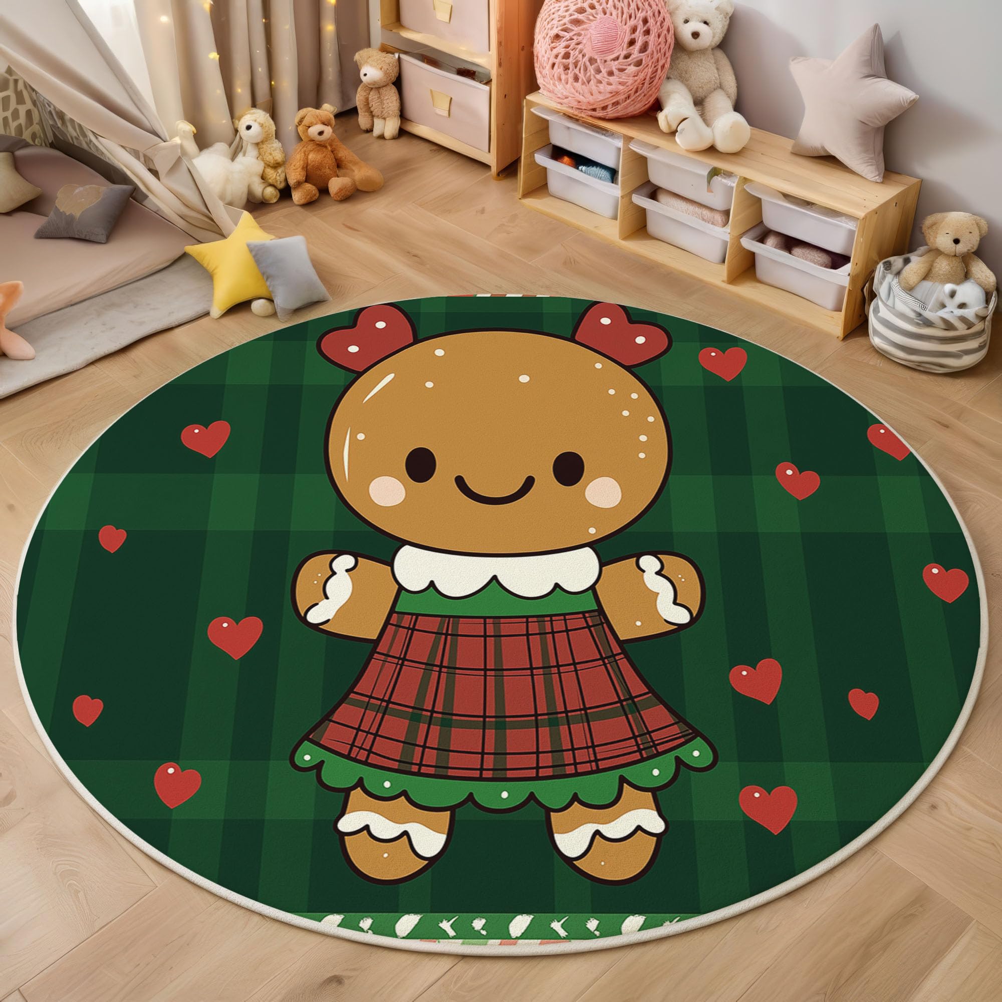 Tapis rond 80cm anti-glisse et facile à laver pour chambre bébé