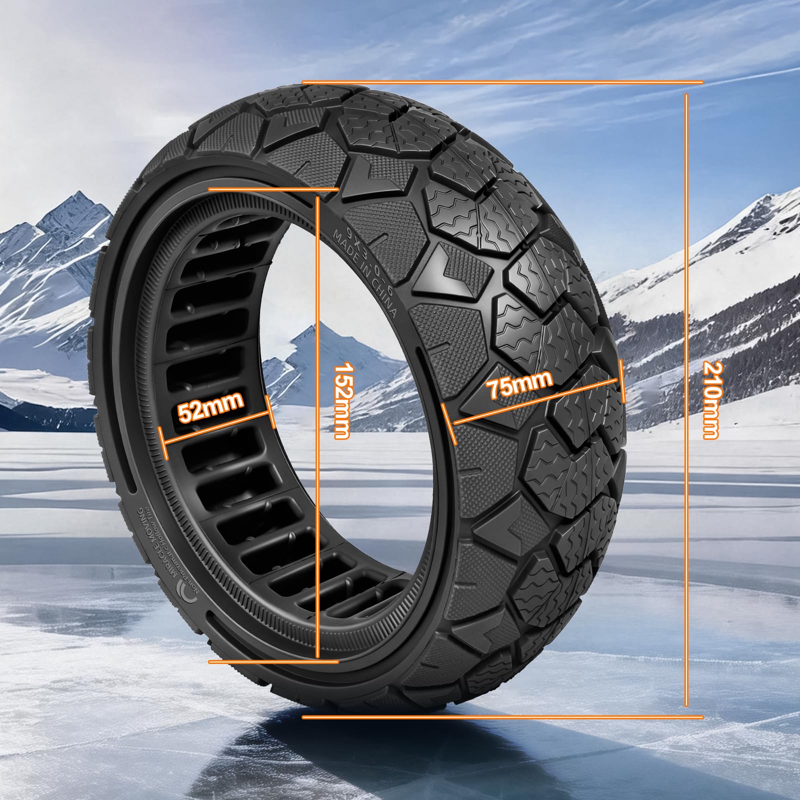 Pneu Plein 9x3,0-6 pour Teverun Blade Mini, Dragon Ninja, Bolzzen Commando 4818, Kintech Venom 9 Trottinette électriques, Antidérapant Tout-Terrain pour Trajets sur Neige (1 Pièce)