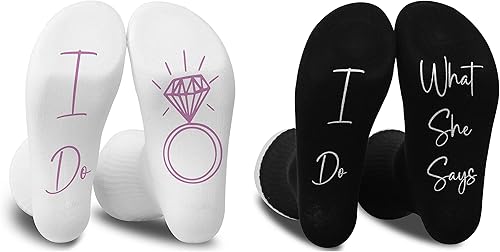 Vista 3 de Engagement Gifts for Couples, Funny Socks, I Do What She Says,Gifts for Newly Engaged Couples.