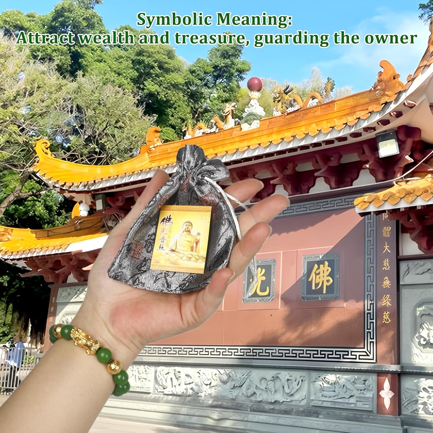 Feng Shui Wealth Lucky Bracelet with Real Jade Bracelet for Women Men, 24K Gold Plated PiXiu Dragon Protection Bracelet Mantra Prayer Beads Can Bring Good Luck, Wealth and Health