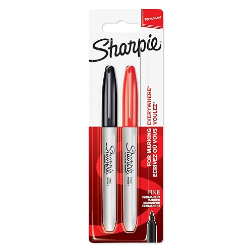 Sharpie Permanent Markers, Fine Tip, Black & Red, 2 Pack - Black/Red - 1 Count (Pack of 2)