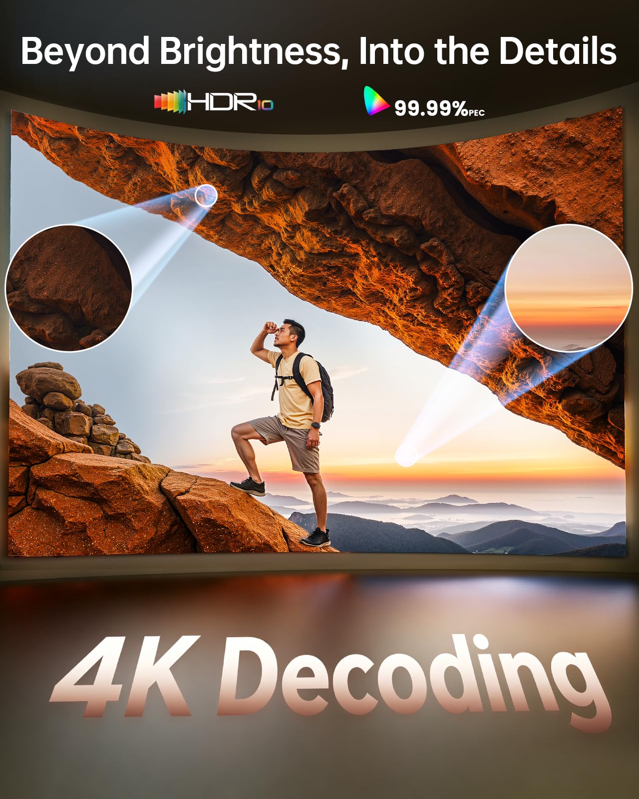 Smart Beamer 4K – [kompatybilny z Netflix & Dolby Audio] 1000 ANSI autofokus i korekcja trapezu 6D, projektor TOPTRO kino domowe 4K WiFi 6/Bluetooth Full HD 1080p HDR10 projektor zewnętrzny do