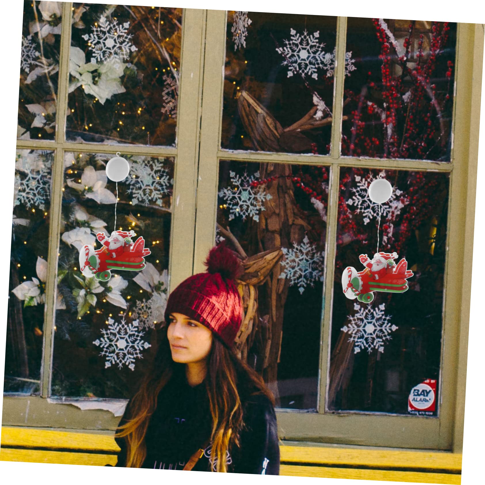 DOITOOL 3 Stücke Fenster Hängen Lampe Santa Lichter Weihnachten Dekorative Lampe Für Schaufenster Sicher