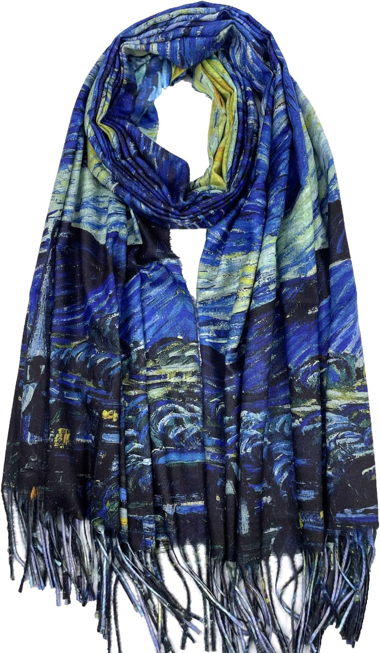 Reversible Scarf Soft Large Shawl Wrap Blanket Double Sided Art Print Warm Pashmina Stoles Klimt Van Gogh Gifts