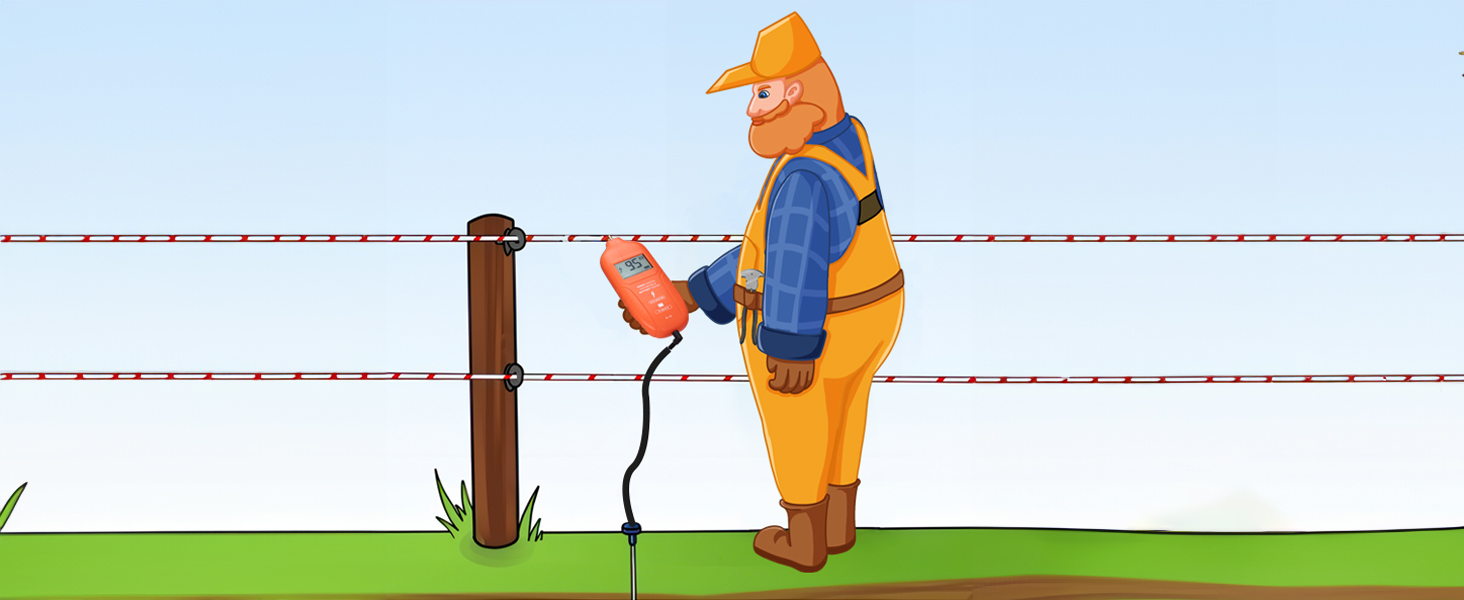 Image of Electric Fence Tester Fault Finder Digital Electric Fence Voltage Tester Max 19.9kv, Fence Voltage Tester with Large LCD Display, Grounding & 1.5V Battery Included
