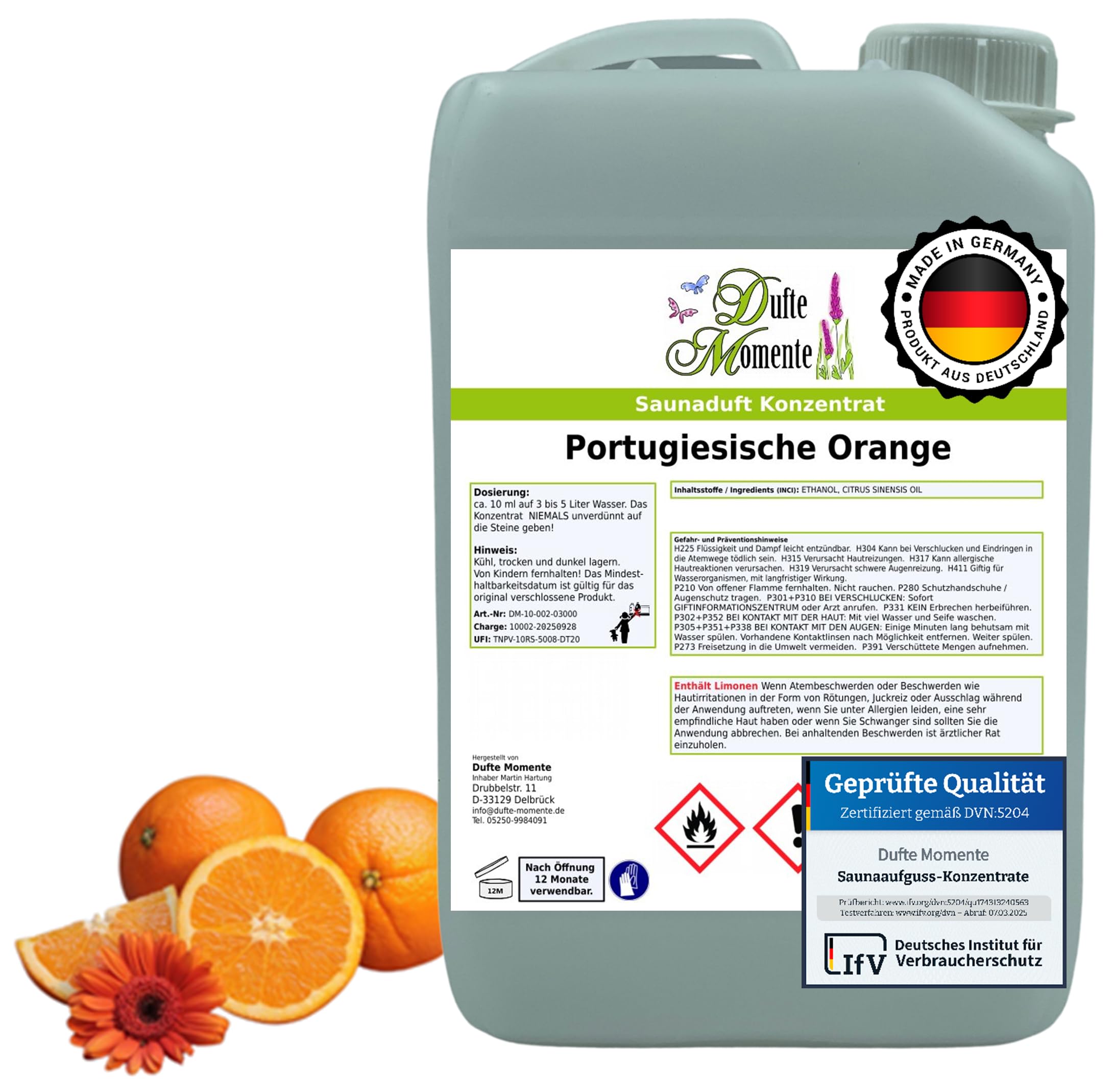 Dufte Momente Saunaaufguss-Konzentrat Orange – 3 Liter – fruchtig & belebend – konzentriert & ergiebig – zertifizierte Profi-Qualität – vegan & Made in Germany