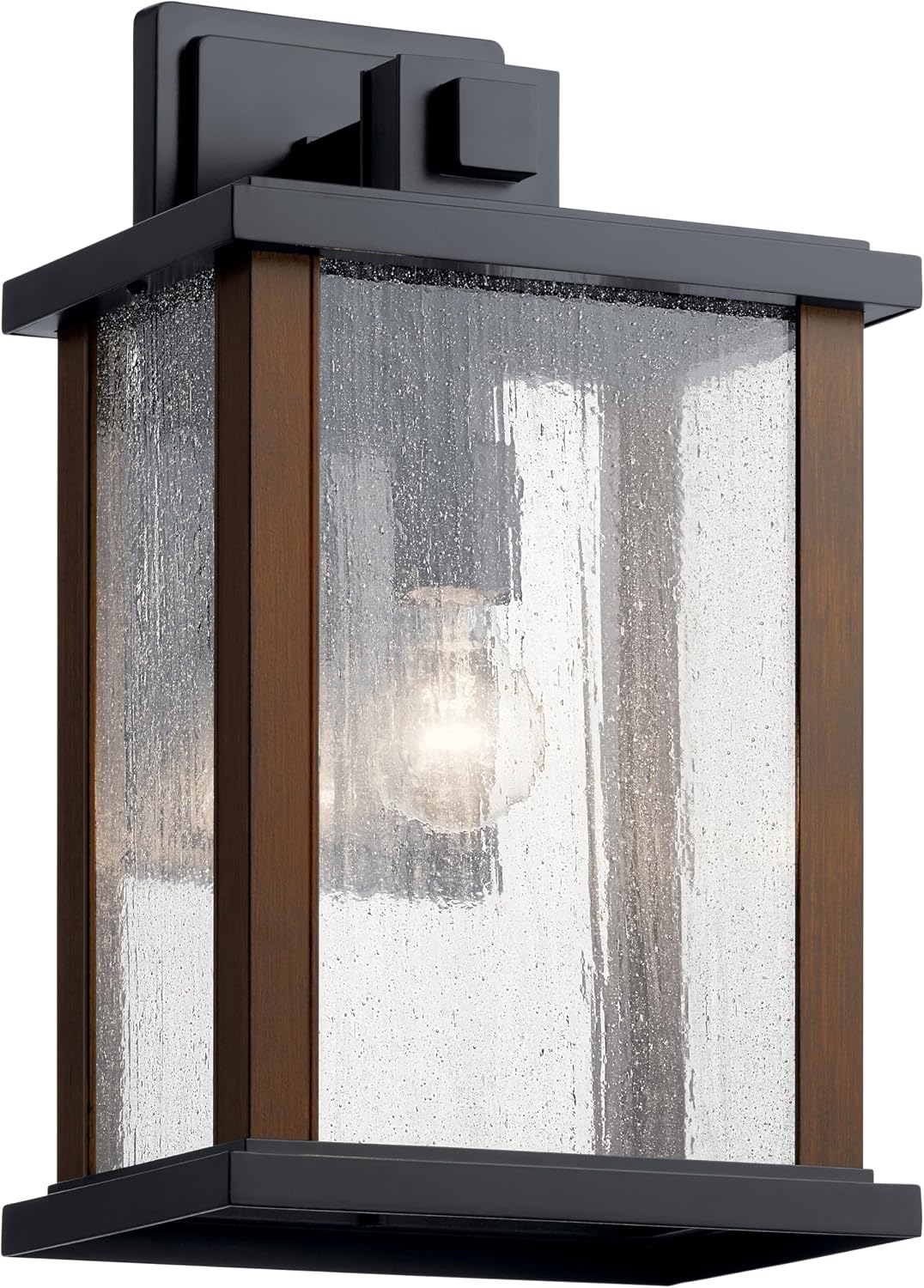 Kichler Marimount 17" Outdoor Wall Light in Black, 1-Light Exterior Wall Sconce with Clear Seeded Glass, (17" H x 10" W), 59018BK (Pack of 2)