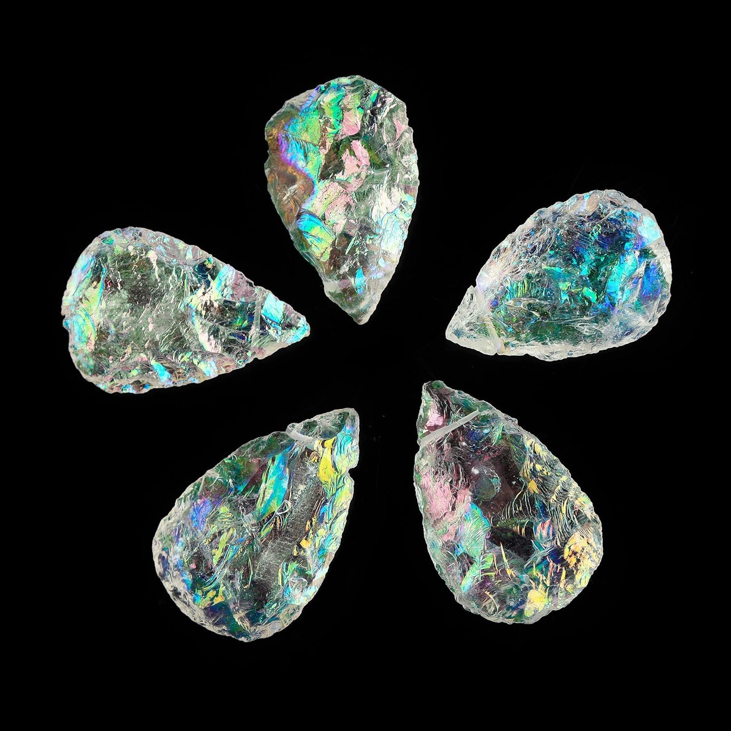 InfinityGemsArt 5pcs Raw Angel Aura Quartz Big Pears Drilled Stone, Rough Crystals and Gemstone, DIY Jewelry Making Supplies, Chakra Healing, Energy Stone, DIY Art Crafts, Master Healer - Image 2