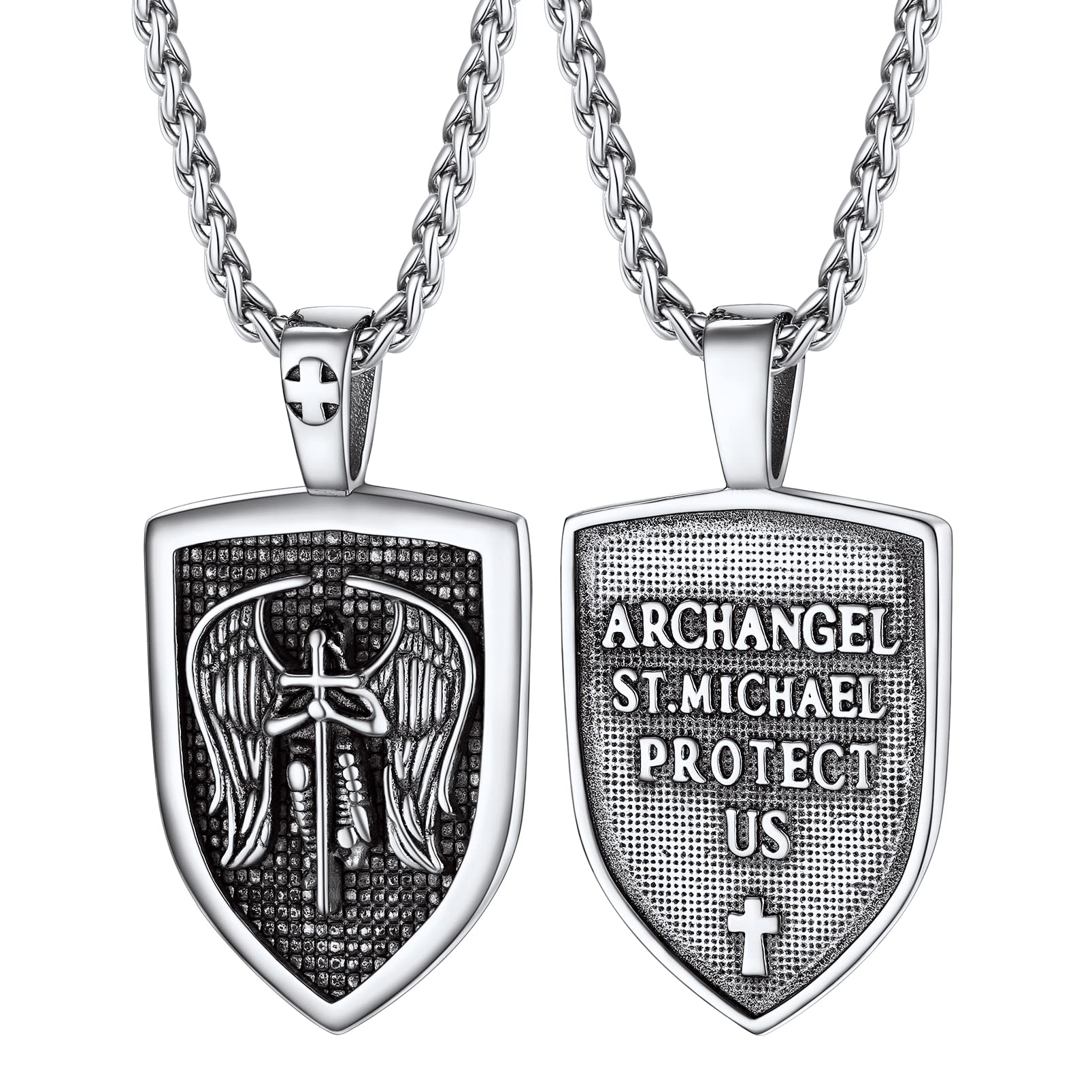 PROSTEEL St Christopher/St Benedict/St Michael Pendant Necklace for Men