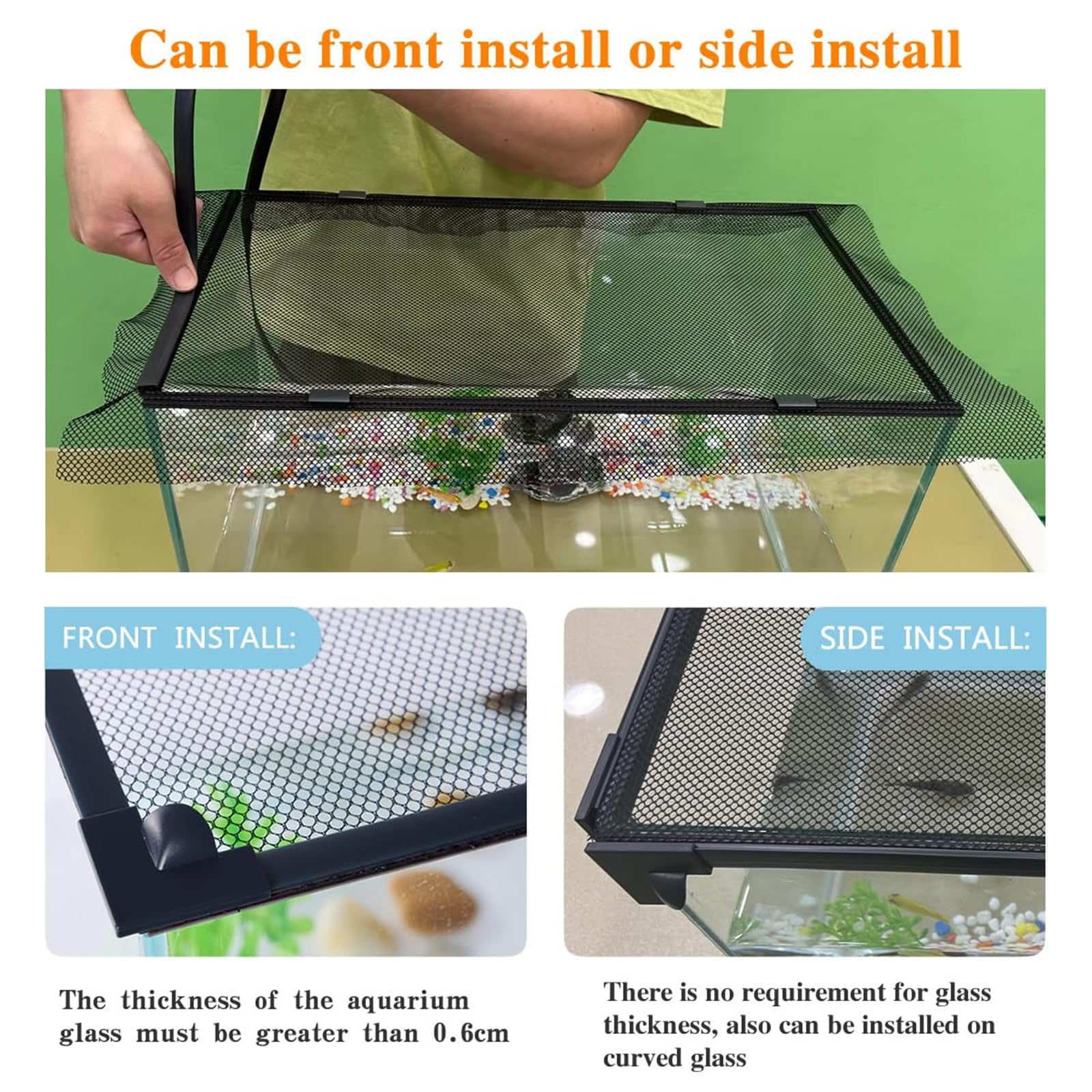 Los soportes de clip de pantalla antisalto evitan que los peces salten cubierta de red cubierta de acuario tanques de red de poliéster tanques de red anti salto
