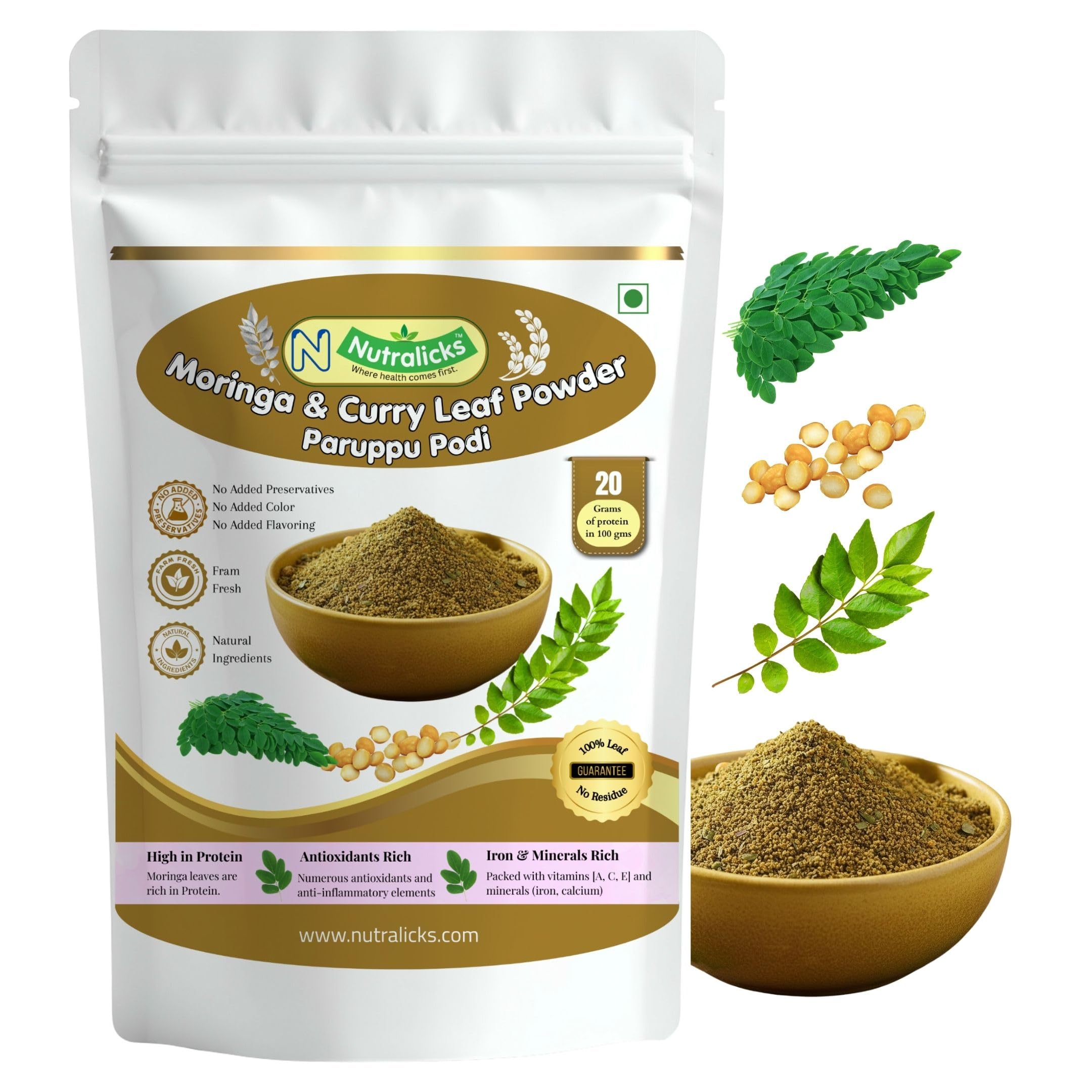 Moringa & Curry Leaf Powder Paruppu Podi – 100% Natural, High Protein (20g per 100g), Rich in Iron, Calcium & Antioxidants – Farm Fresh Plant-Based Spice Mix for Hot Rice, Idli & Dosa – No Added Preservatives or Flavors | 200g-picture-10