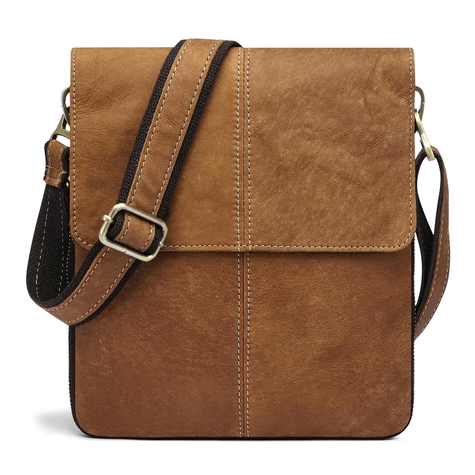 BAIGIO Umhangetasche Herren Leder Schultertasche Herrentasche fur Arbeit Reise Alltagsleben (Brown)