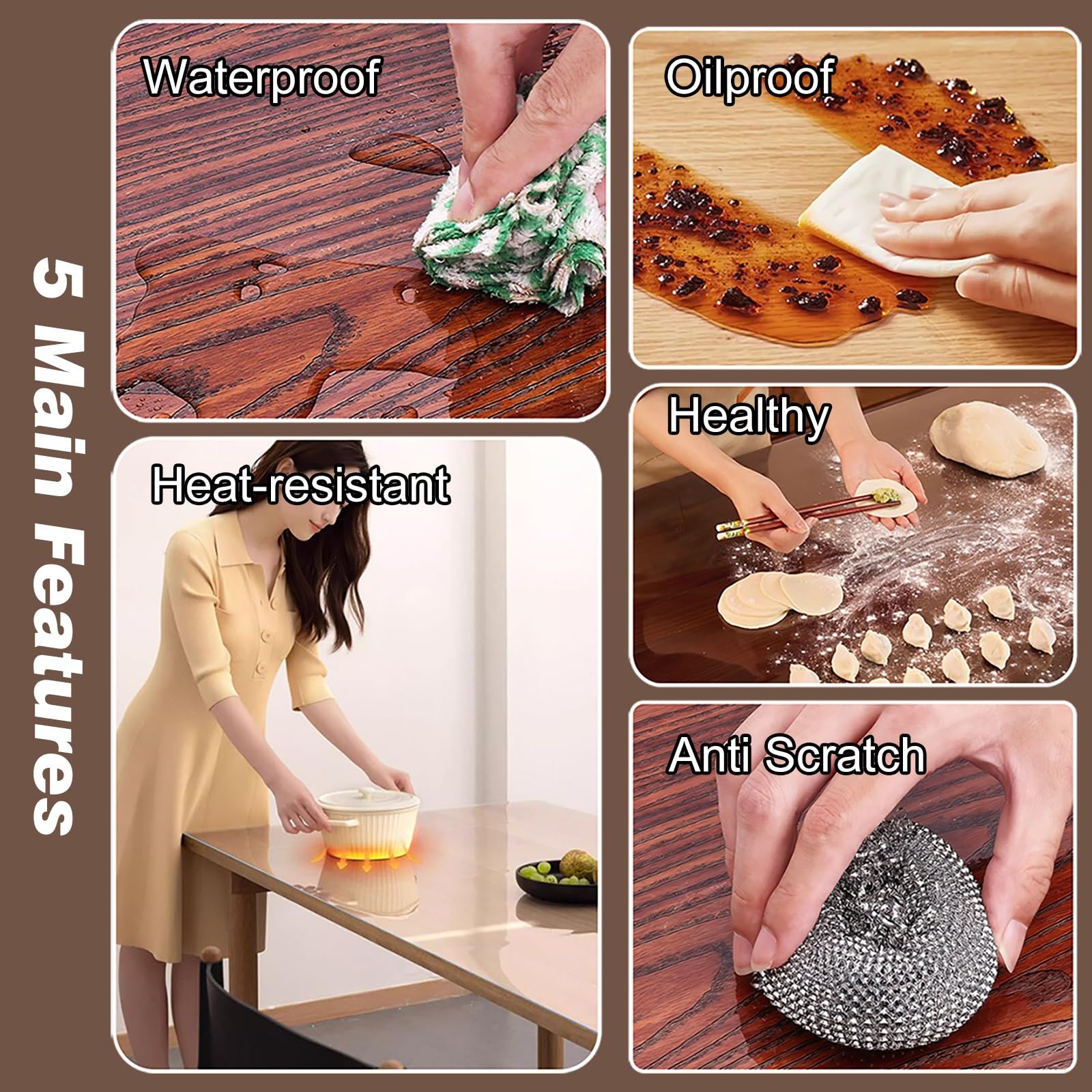 C Film de protection de comptoir en granit et marbre découpable – Papier contact invisible anti-jaunissement imperméable pour table et bureau en bois (121,9 x 177,8 cm)