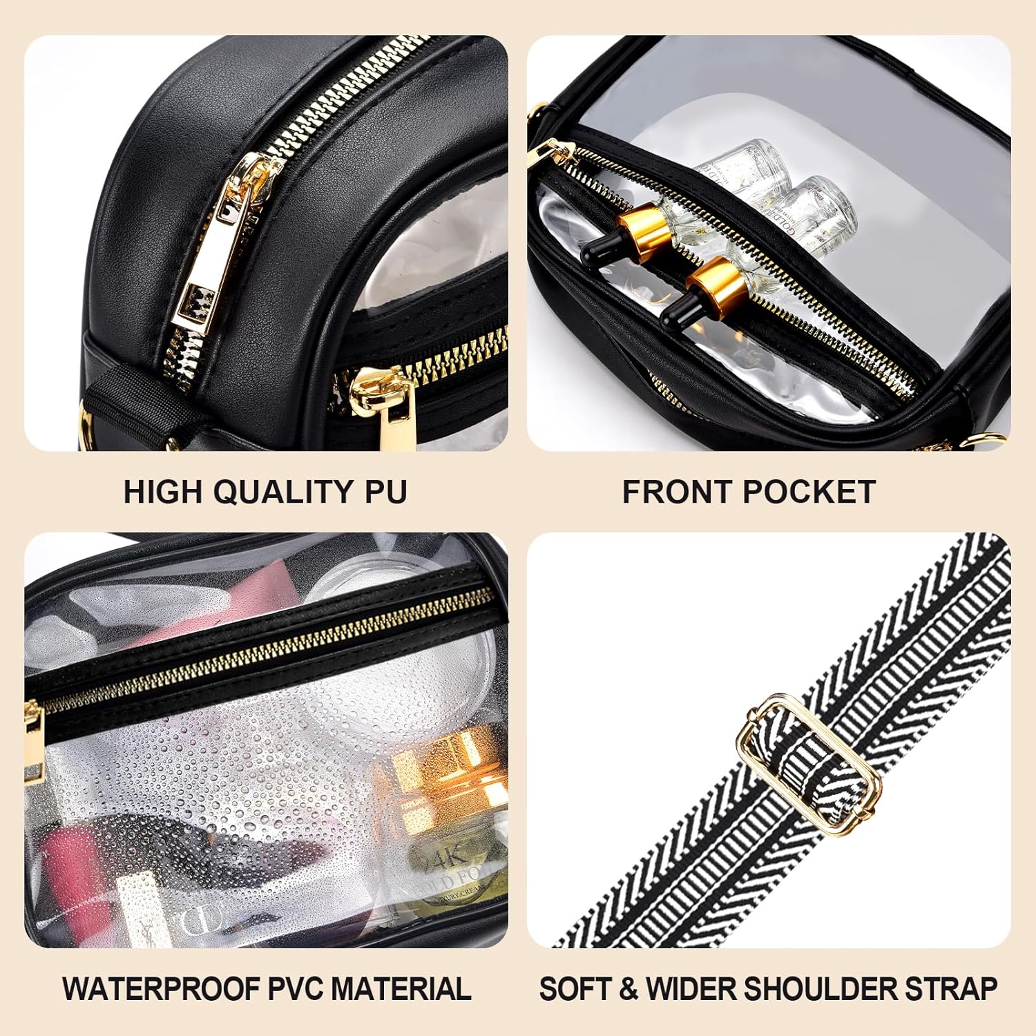 Fibrdoo Clear Bag Stadium Approved, Leather Clear Crossbody Purse Bag for Concerts Sports Events Festivals - Image 5