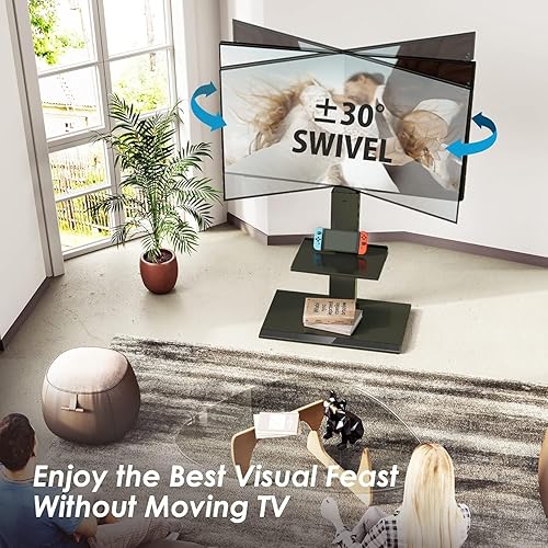 Miniatura 31 de FITUEYES - Soporte giratorio de suelo para TV, base de hierro, con ménsulas de montaje, para ahorro de espacio; para televisores LCD, LED, OLED,