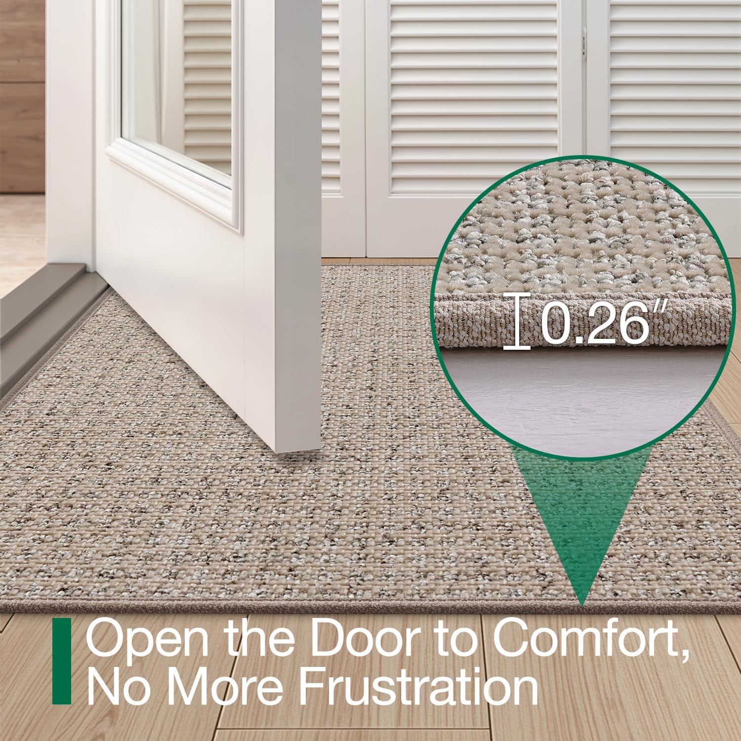 LUMI Thin Indoor Door Mat 17''x30'', Traps Dirt and Moisture, Non-Slip Rubber Backing Mats, Modern Inside Doormat for Home Entrance, Entryway, Patio & Porch, Khaki