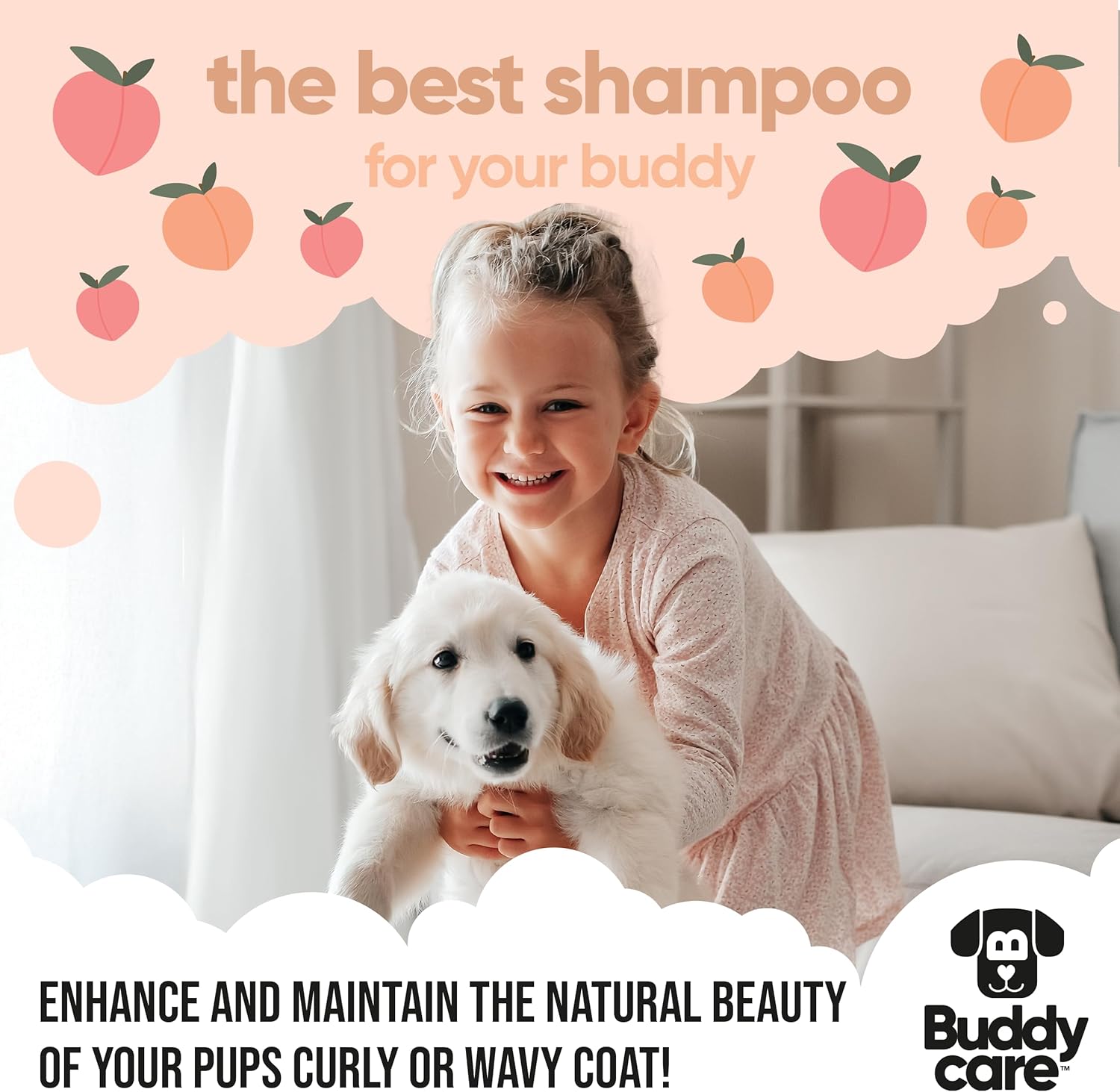Curly Coat Dog Shampoo by Buddycare | with Aloe Vera and Pro Vitamin B5 (50.72oz)