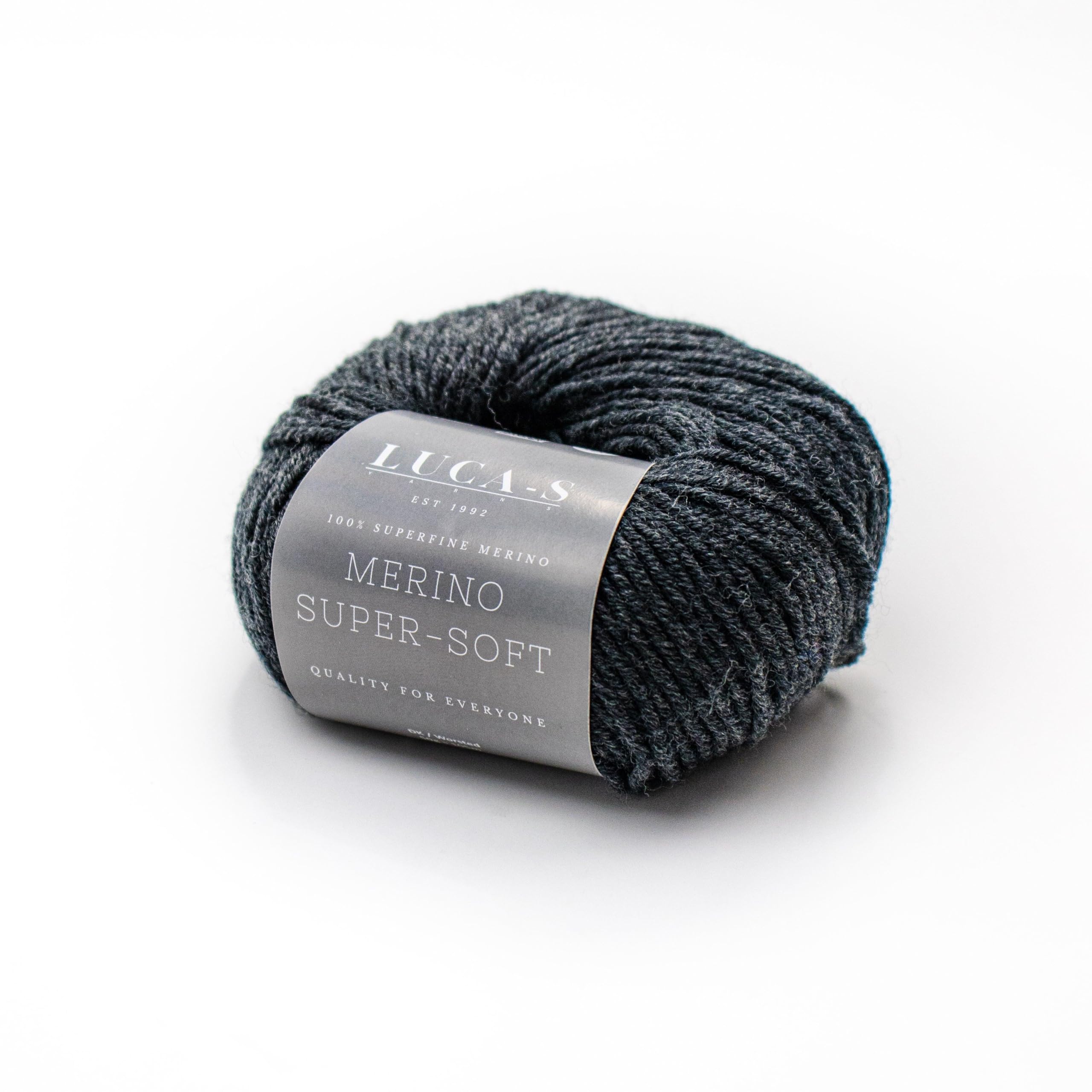 2PCs Superfine Merino DK Yarn for Knitting and Crocheting Super Soft Superwash 100% Merino Wool 50g Ball, Dark Gray (04), 2 Units