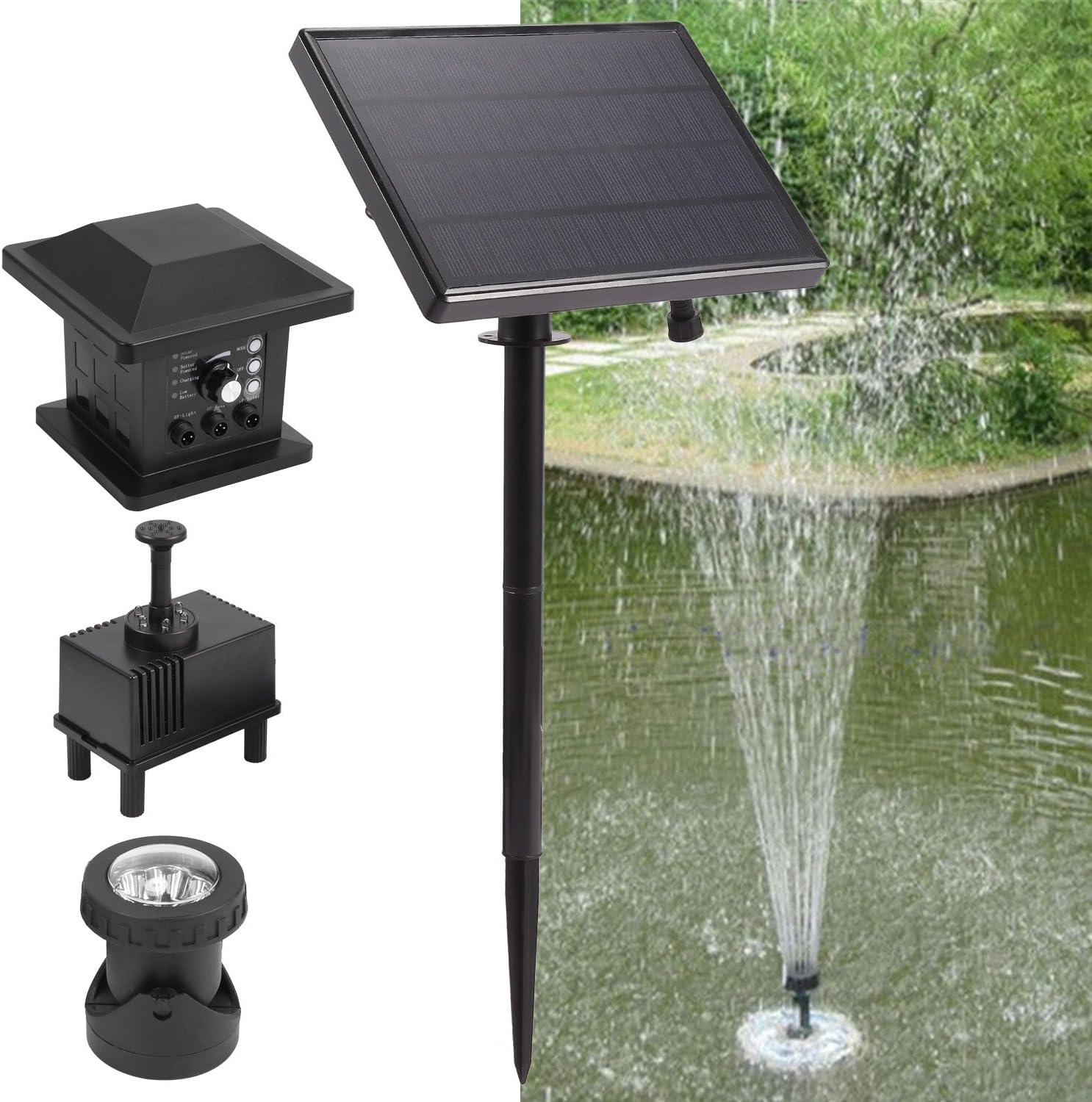 Coocheer Solar Teichpumpe 3 Watt Solarmodul 180 l/h Förderleistung mit