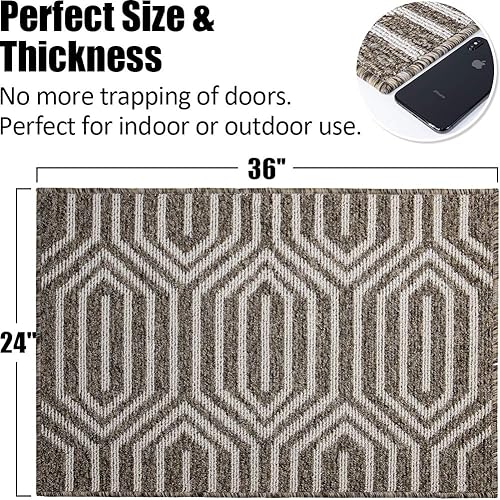 Vista 92 de Tapete para interiores de 32 x 48 pulgadas, tapete absorbente para puerta delantera y trasera, parte trasera de goma, antideslizante, atrapador