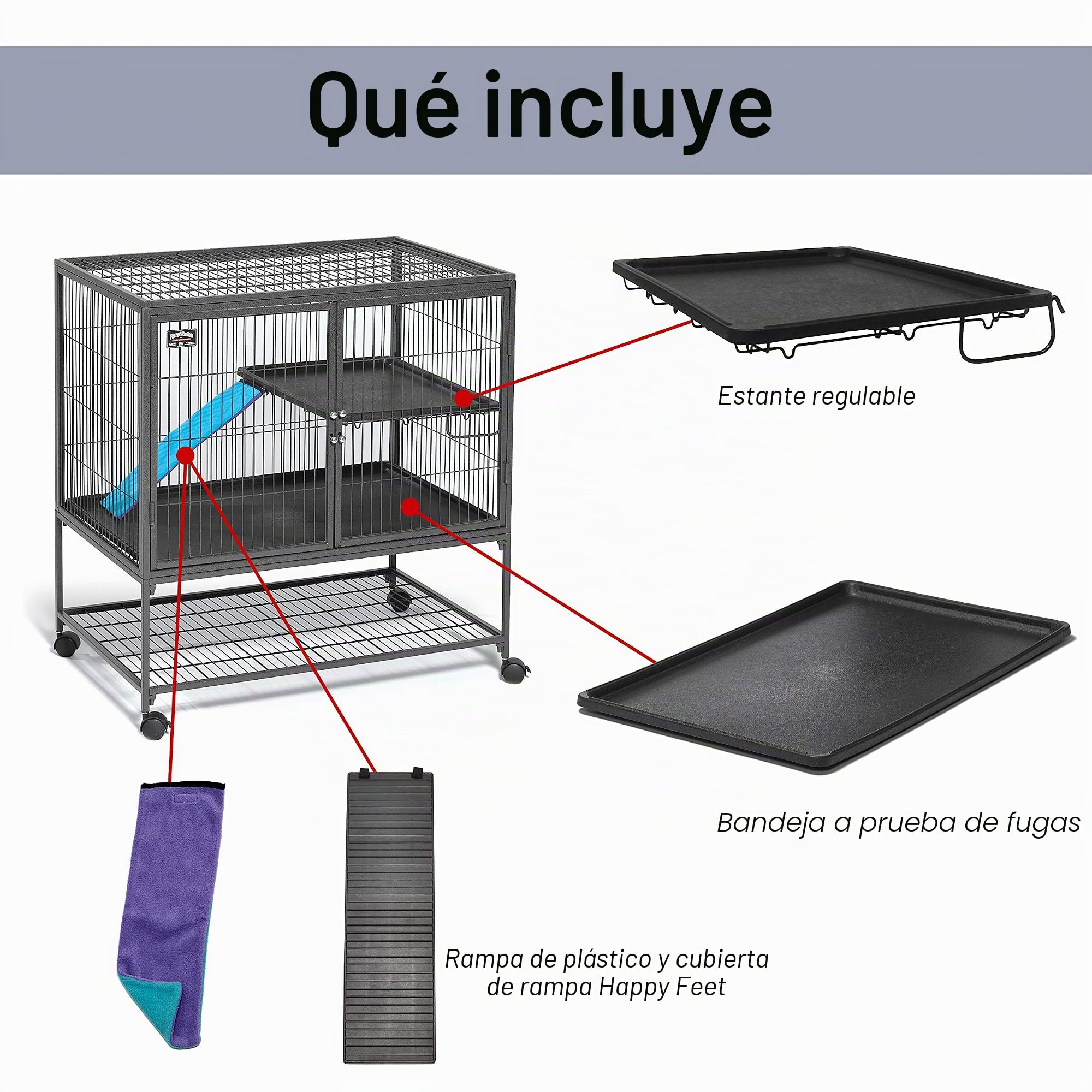 MidWest Homes for Pets Ferret Nation - Jaula para animales pequeños, 2 niveles, incluye bandeja, estante, rampa y cubierta, para hurones y otros animales pequeños