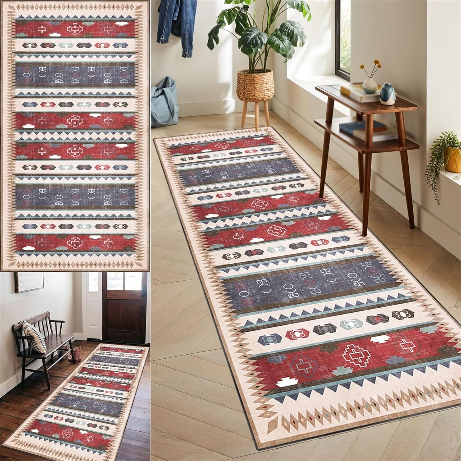 Tapis de couloir VZXATYOP à faible peluche design Color-6 élégant