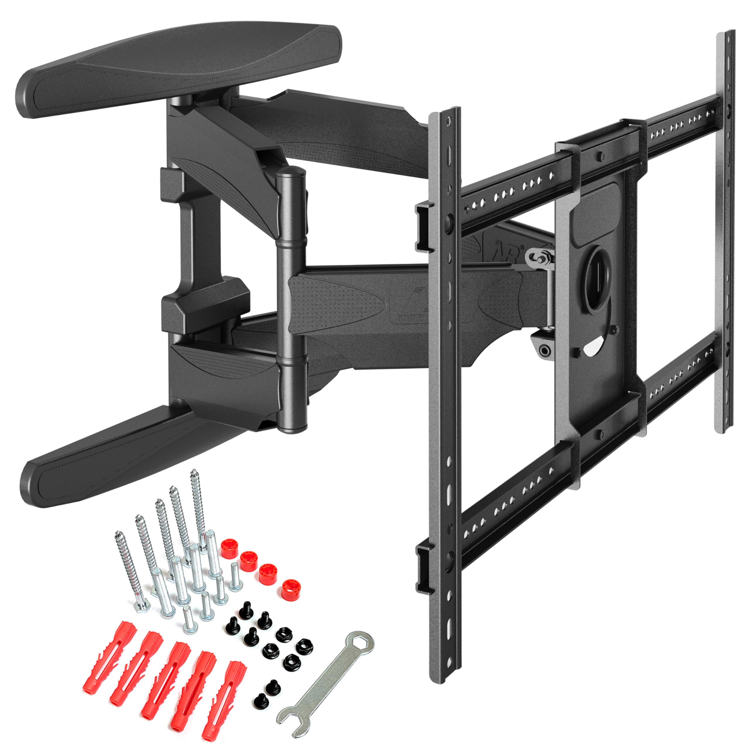 Grande supporto da parete per TV da 55 a 85 cm, orientabile e inclinabile, fissaggio a parete per TV di due bracci, VESA Max di 600 x 400 mm, con capacità di carico fino a 68,2 kg
