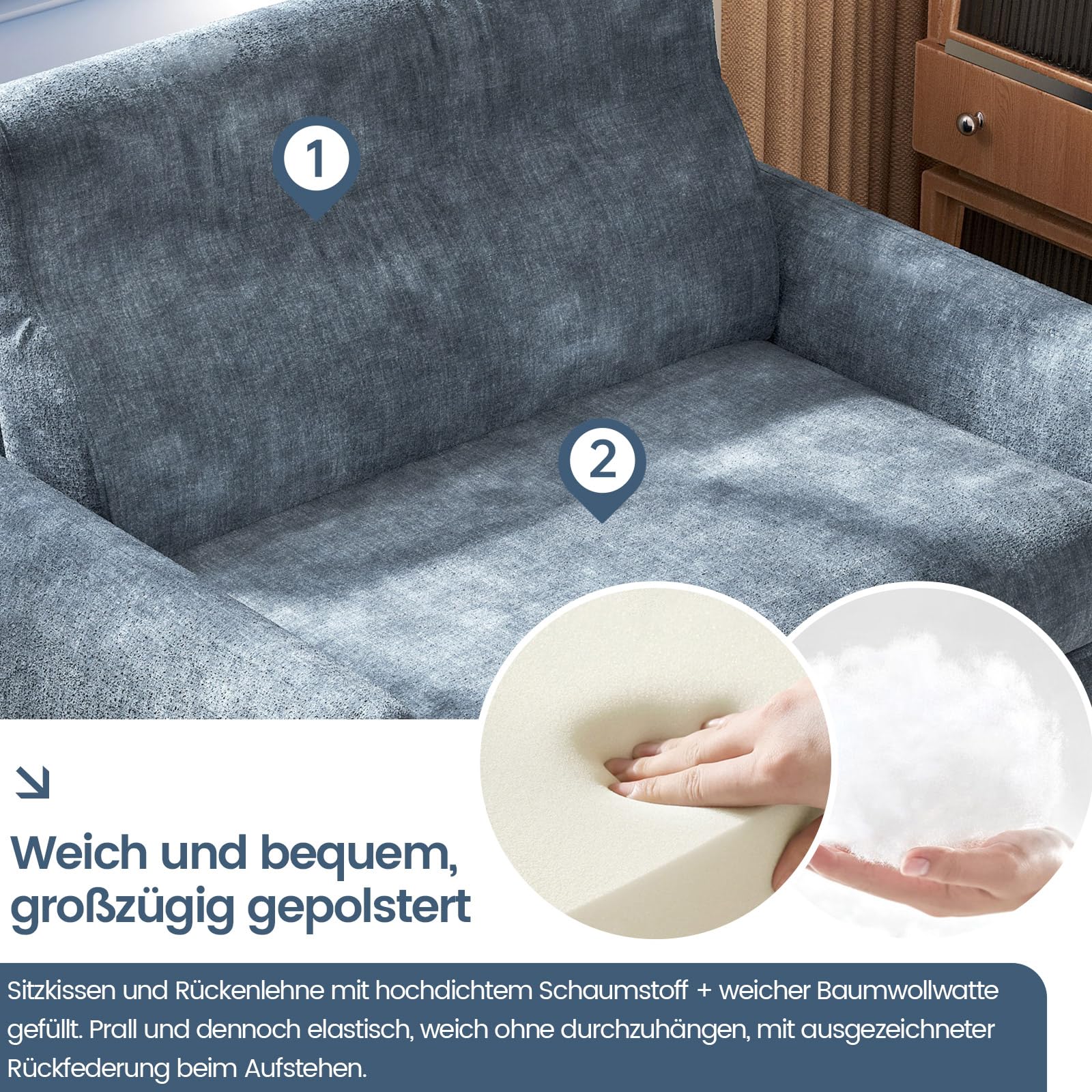 Miuuod Convertible Sleeper Sofa Bed, 2-in-1 Pull-Out Loveseat Couch, 3-in-1 Convertible Chair for Living Room, Bedroom, Apartment, Guest Room