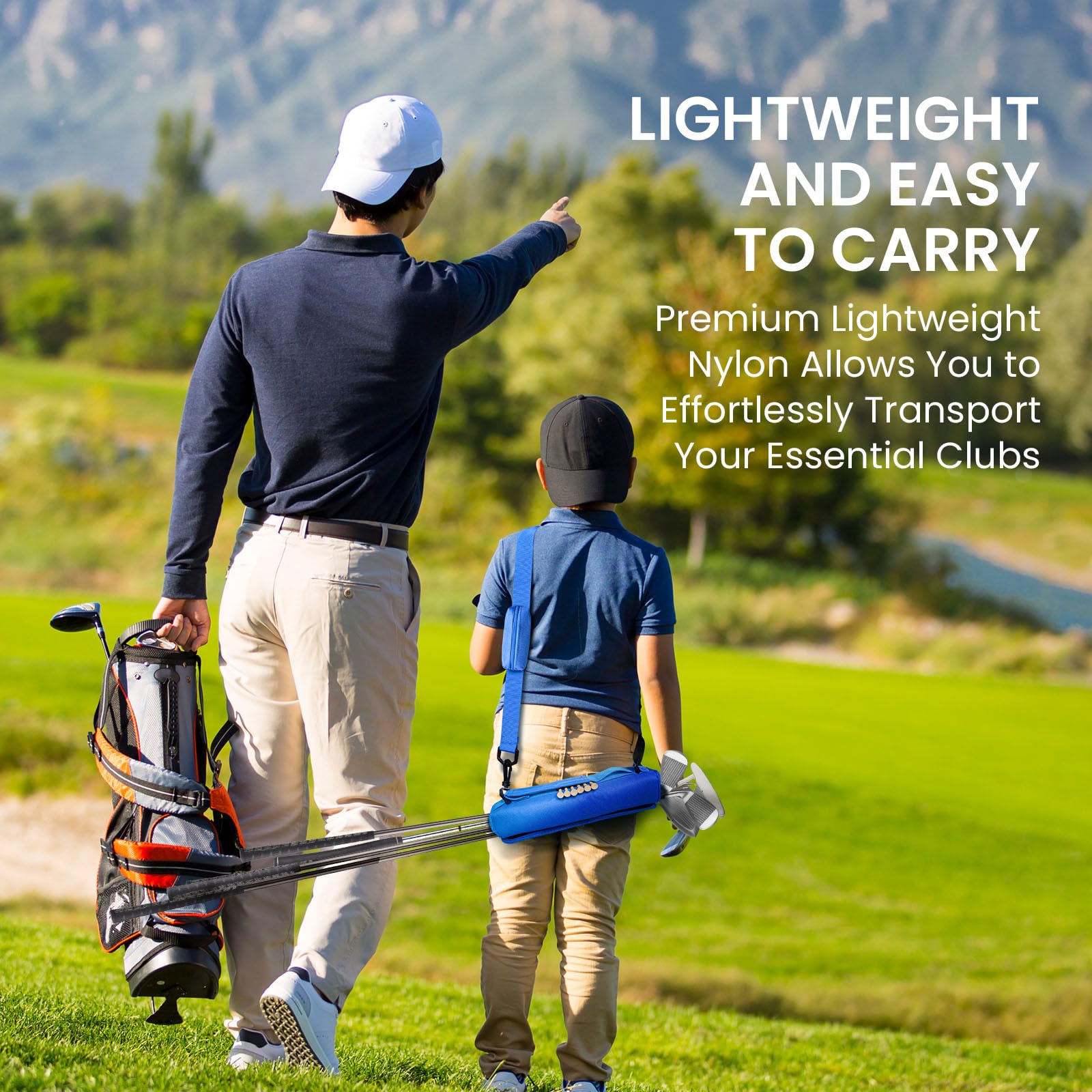 Bolsa de transporte para palos de golf ligera plegable con bolsillo y correa para el hombro