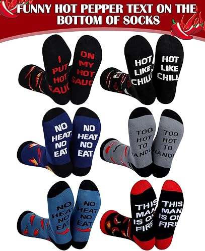 Miniatura 2 de Haysandy 6 pares de calcetines divertidos de comida para hombres, calcetines de algodón novedosos, regalo de Navidad para pimientos, tocino, perros
