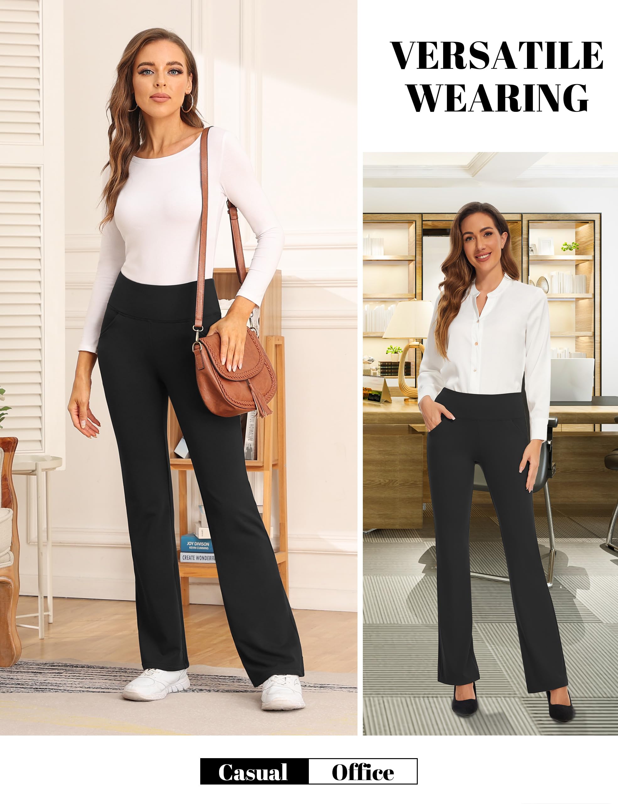Desol Pantalones de yoga térmicos para mujer con forro polar, con 4 bolsillos, pantalones deportivos de invierno para mujer, largos, cintura alta, elásticos, cálidos