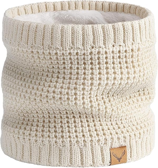 Winter Neck Warmer Thermal Knitted Snood Windproof Fleece Lined Circle Scarf Soft Thermal Snoods for Mens Skiing Outdoor Sports