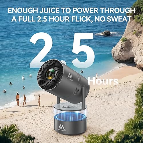 Miniatura 2 de Batería integrada Mini proyector con Wifi y Bluetooth, 4K 1080P compatible con pantalla giratoria de 270 de 150 pulgadas, proyector inteligente