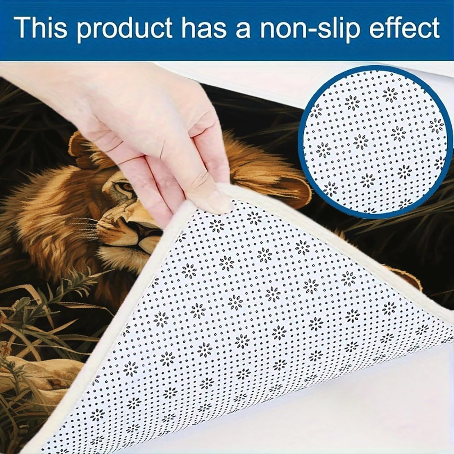 Two Lions Kitchen Mat Set of 3 Waterproof Floor Mats Non-Slip Kitchen Rugs Premium Flannel Rug Heavy Duty Standing Mat for Kitchen Home Bathroom Laundry