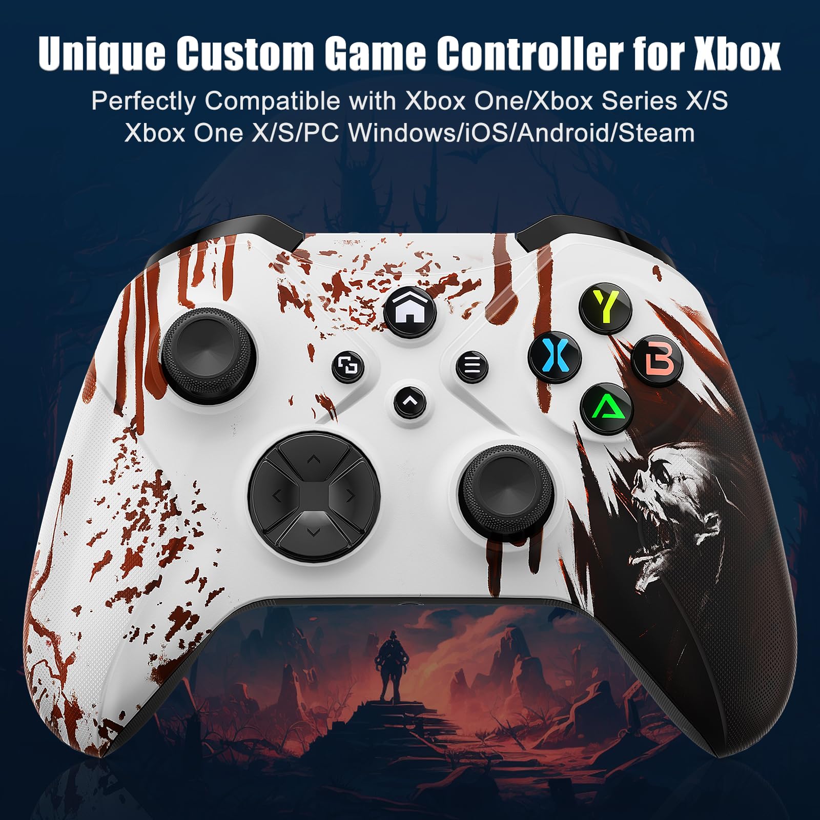 Nonbliep Manette sans fil pour Xbox Series X/S, Xbox One, PC, Steam – Édition spéciale personnalisée avec vibration, turbo, programmable, macro, 6 axes gyroscopiques et prise audio 3,5 mm
