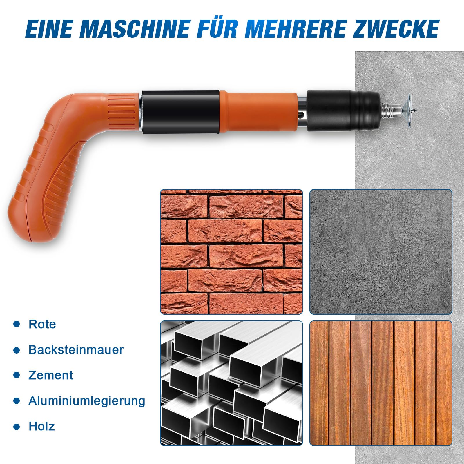 DURDUR Manual Nail Gun with 150 Round Nails, 5 Speed Nail Tools, Portable Nail Gun, Adjustable Silencer, Steel Nail Gun, Cement Wall Gun, Household