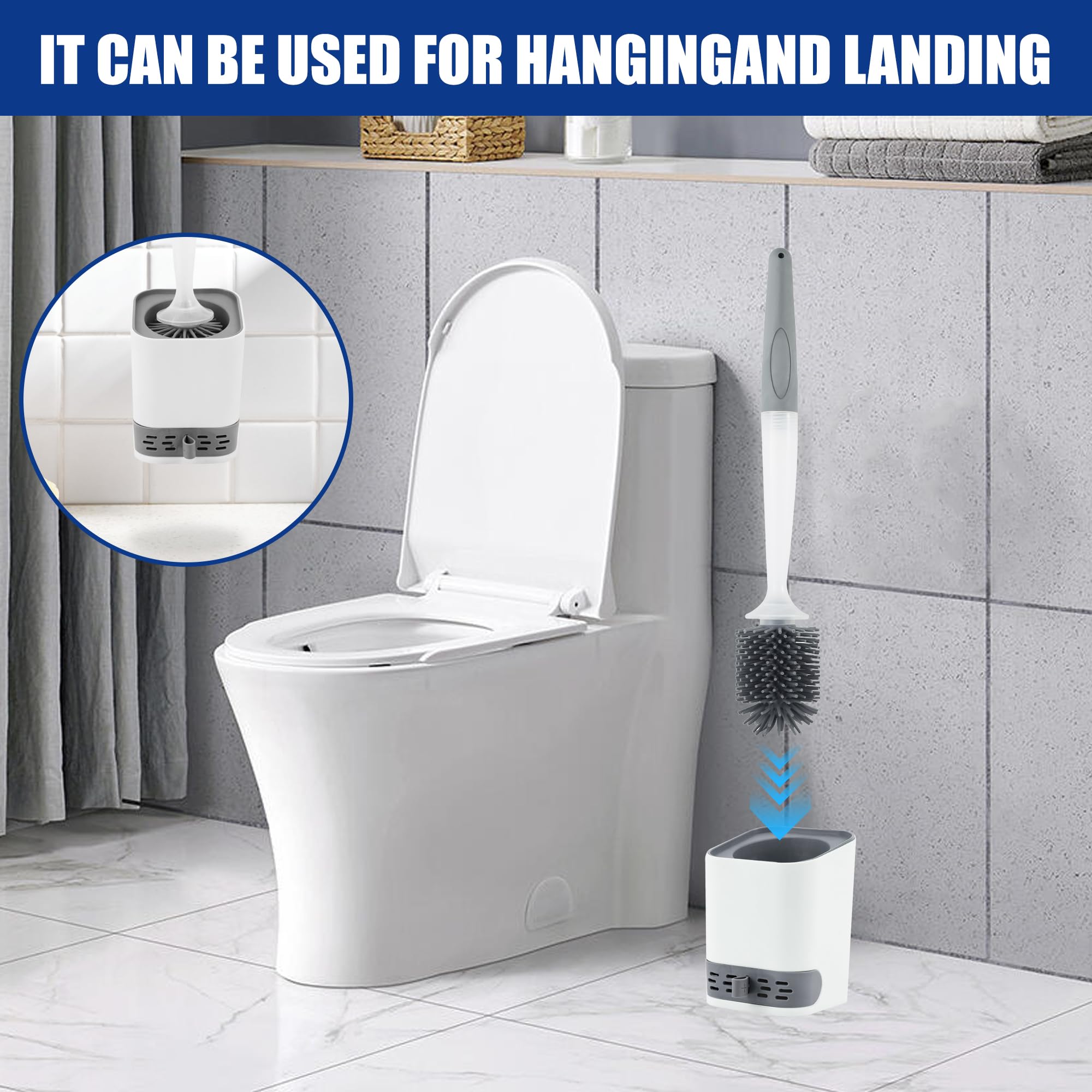Cepillo de baño WC de Silicona CHICGADGETS, Cepillo y Soporte para Inodoro, Sistema de Limpieza Integrado, Almacena y Libera Agentes de Limpieza, Antibacteriano, Antigoteo, Secado rápido, Inodoro — view 5