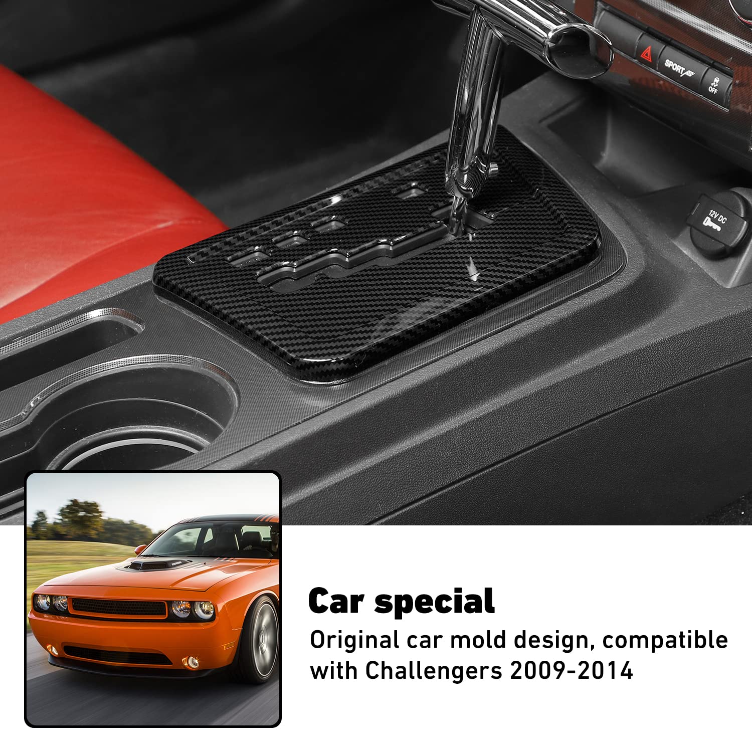 Linskip Gear Shift Panel Trim Fit for Dodge Challenger 2009 2010