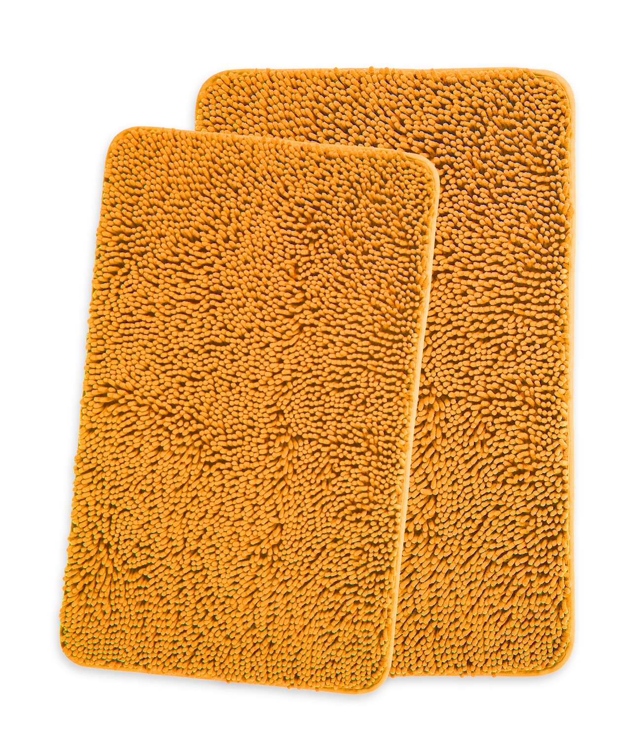 Yeaban Bathroom Rugs Sets 2 Piece – Thick Chenille Bath Mats | Absorbent and Washable Bath Rug Non-Slip, Plush Rugs for Bathroom, Shower, Sink(Orange, 20"x32" and 24"x36")