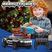 Vista 6 de Coche de control remoto, camiones RC 1:22, coche de policía de juguete para niños, auto RC con luz y espacio de carga, juguetes de vehículo