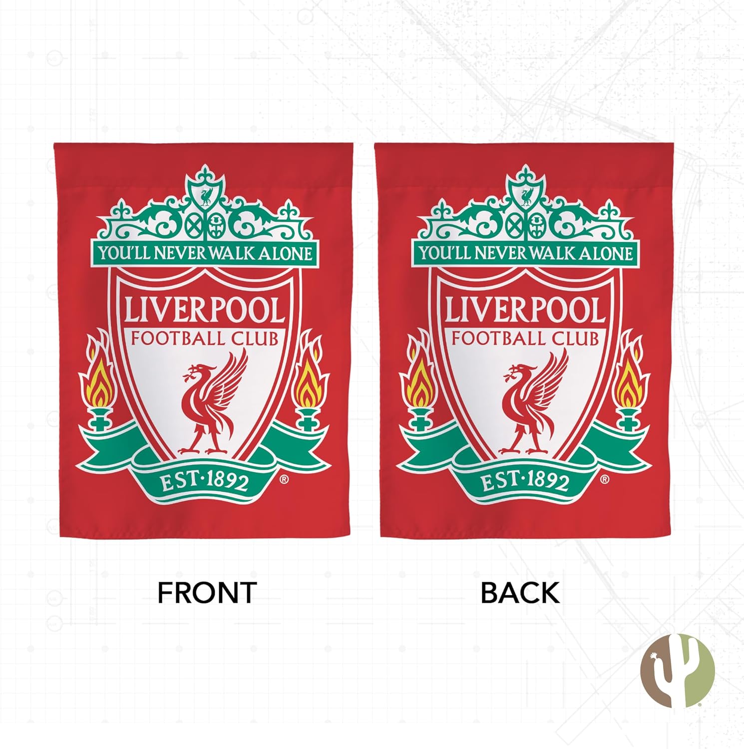 Desert Cactus Liverpool FC Football Soccer Banner Flag - 40 x 30 inch Double-Sided 3-Ply Banner for Indoor/Outdoor Use, Durable College Spirit Flag (House Flag A)